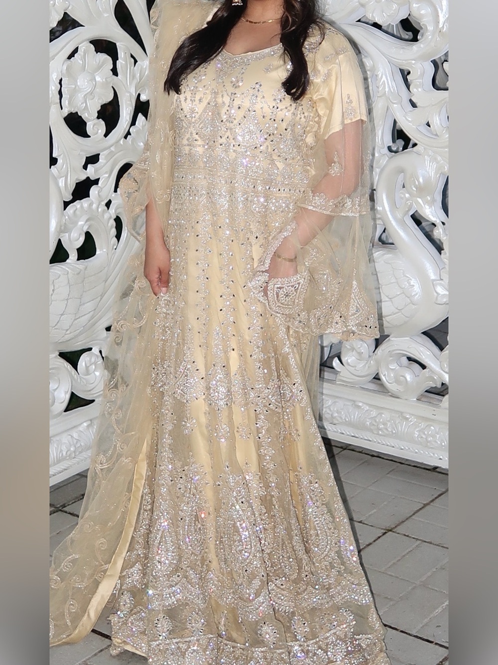 3 PIECE Embellished Yellow Womens Formal Dress